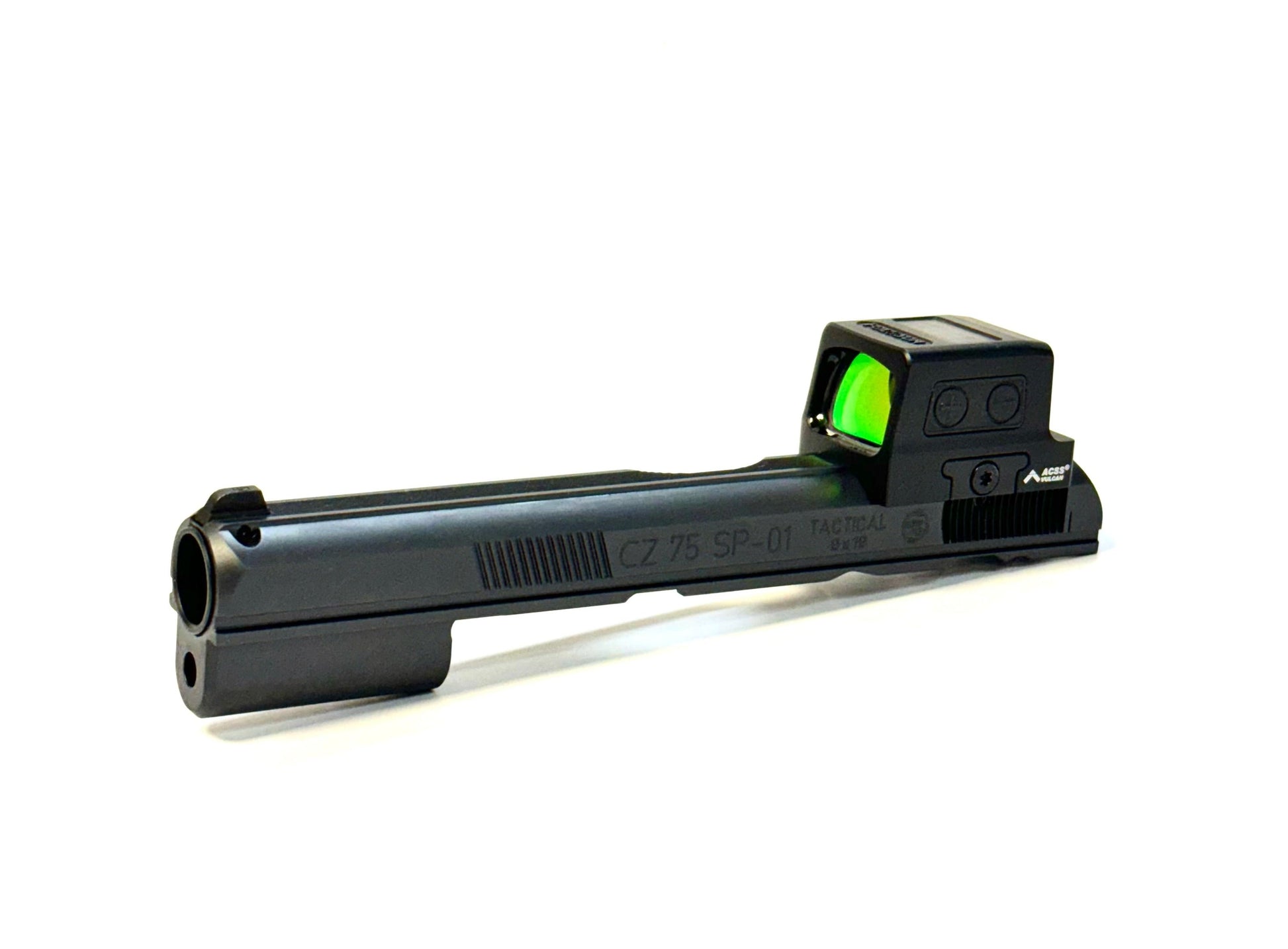 CZ 75 B DB SP01 P01 ACR Compact Holosun 509T ACSSDirect Mount Low Profile Optic Cut Red Dot Green Dot Slide Milling Front Angle2