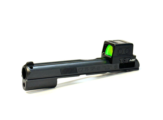 CZ 75 B DB SP01 P01 ACR Compact Holosun 509T ACSSDirect Mount Low Profile Optic Cut Red Dot Green Dot Slide Milling Front Angle2