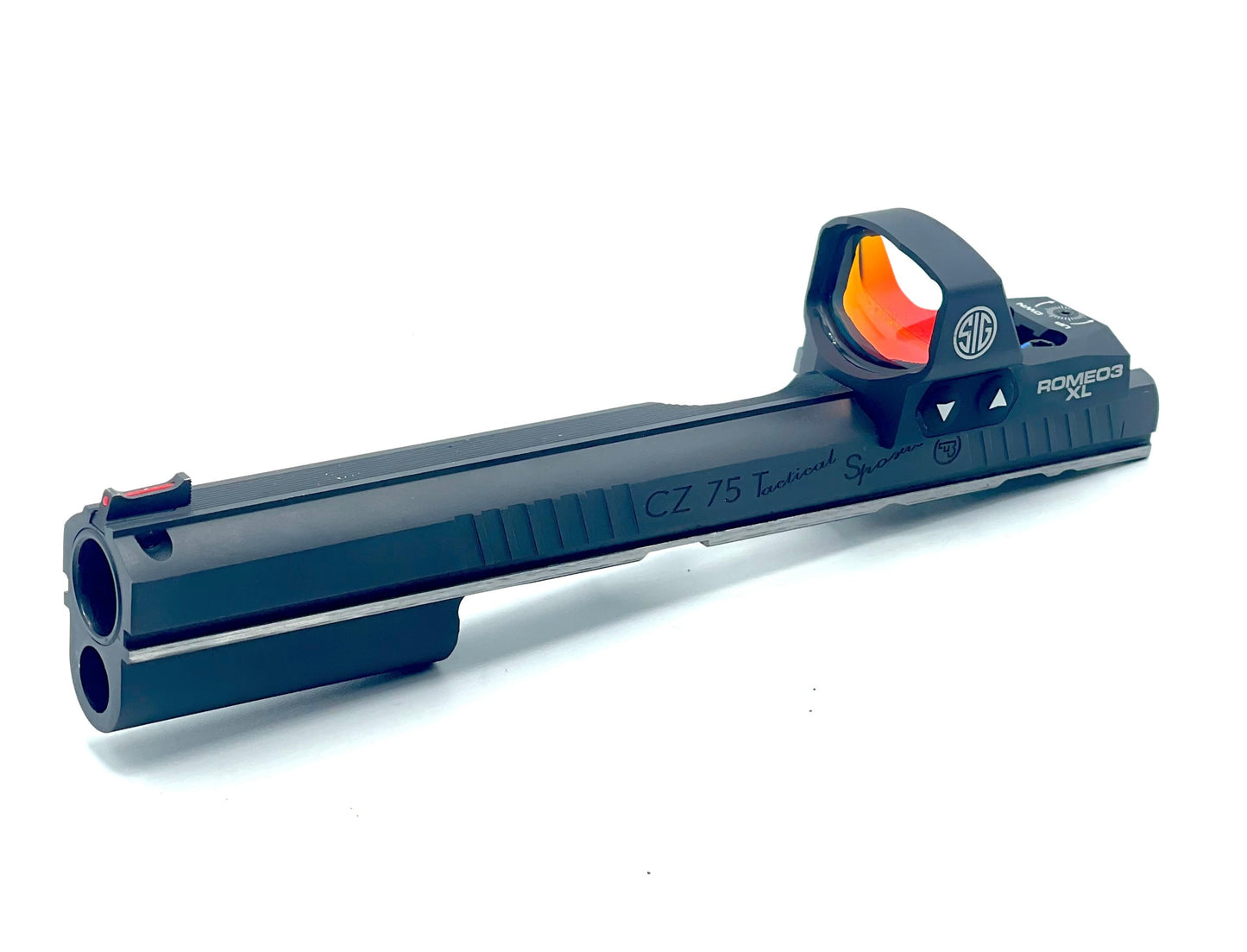 CZ 75 Tac Sport SIG Romeo3 XL Max Direct Mount Low Profile Optic Cut Red Dot Green Dot Slide Milling Front Angle