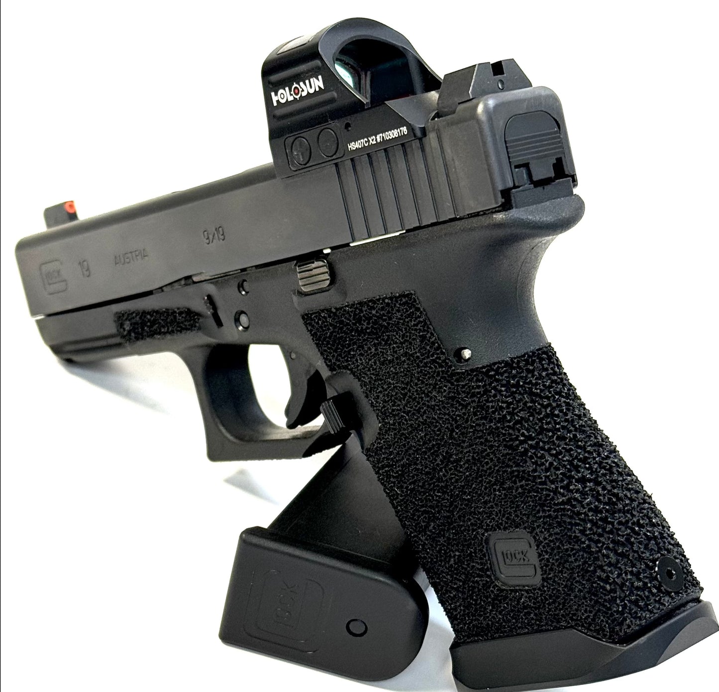 Glock 19 Frame Stipple Rear Angle