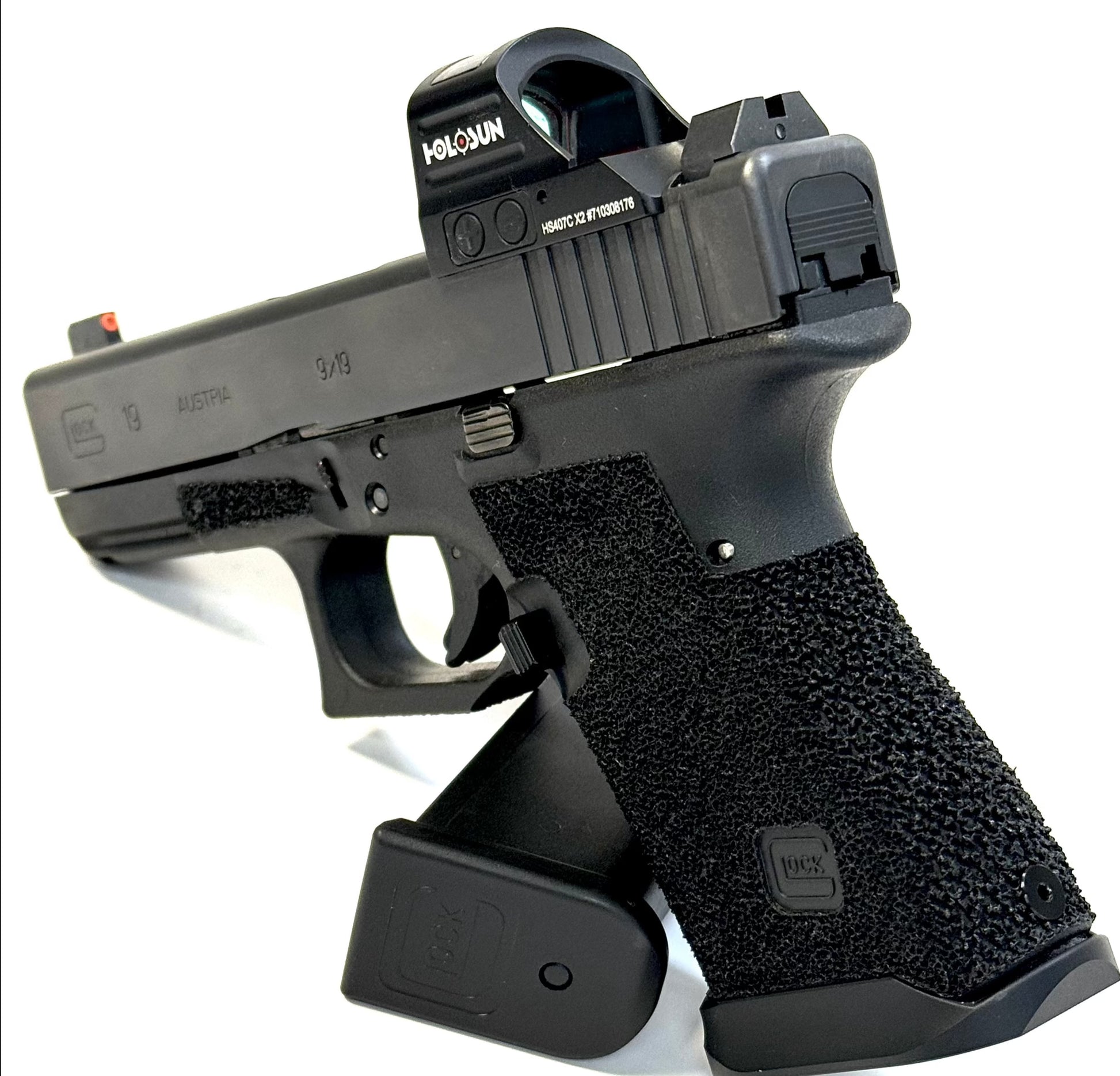 Glock 19 Frame Stipple Rear Angle