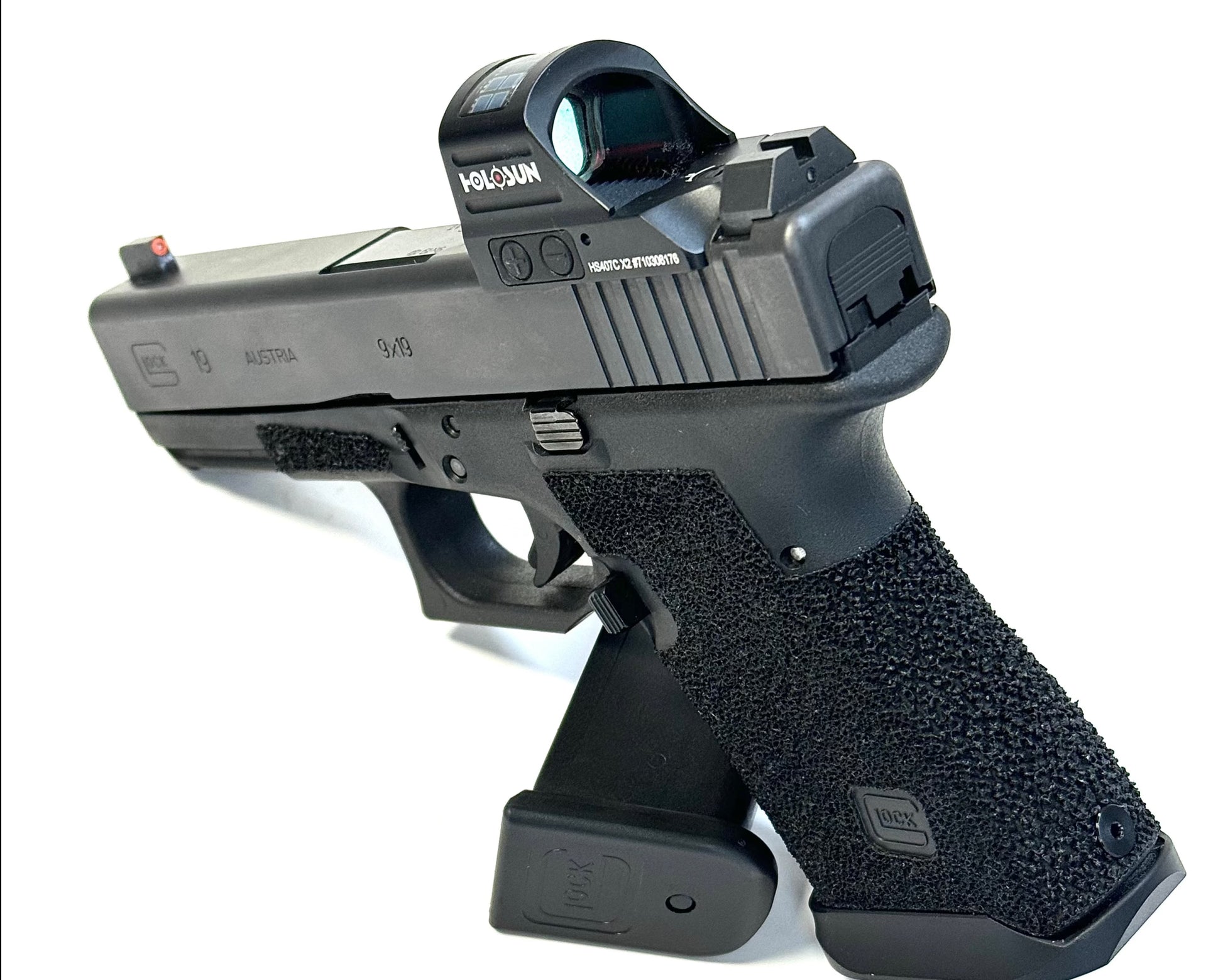 Glock 19 Frame Stipple Rear Angle2