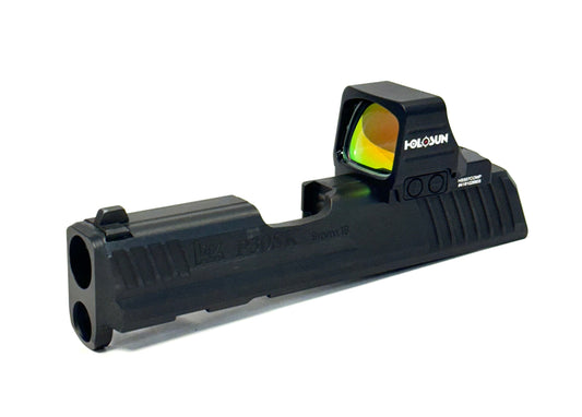HK Heckler Koch P30SK Holosun 507 Comp RMR Direct Mount Low Profile Optic Cut Red Dot Green Dot Slide Milling Front Angle