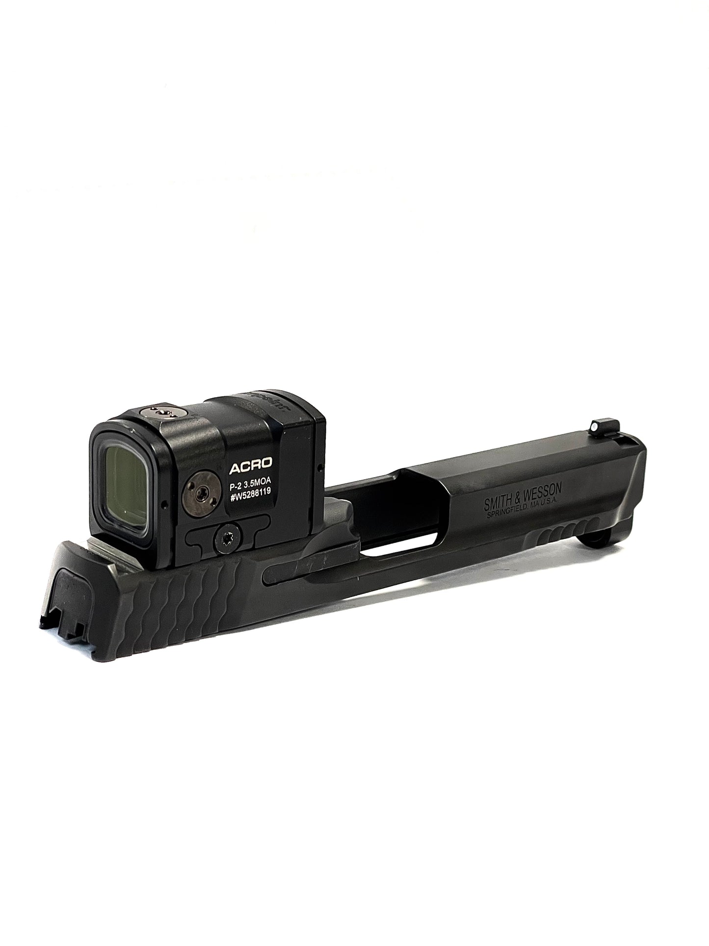 Smith and Wesson M&P 2.0 Aimpoint ACRO Direct Mount Low Profile Optic Cut Red Dot Green Dot Slide Milling Rear Angle