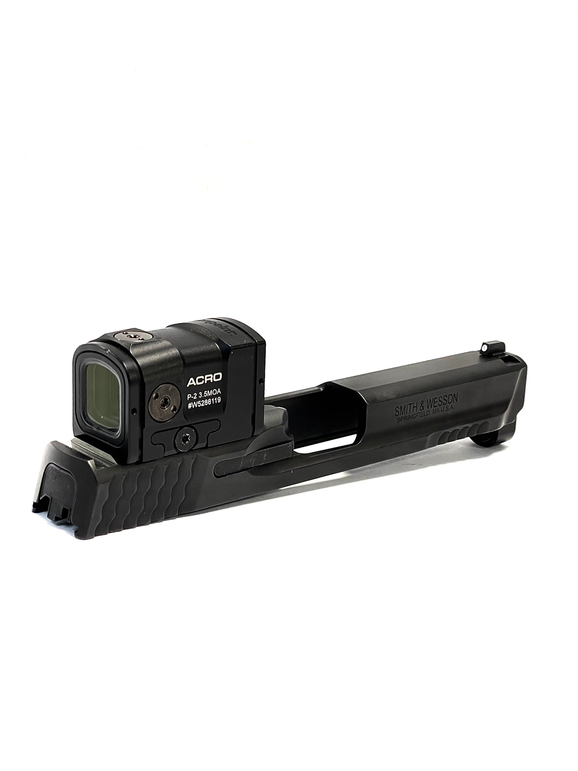 Smith and Wesson M&P 2.0 Aimpoint ACRO Direct Mount Low Profile Optic Cut Red Dot Green Dot Slide Milling Rear Angle