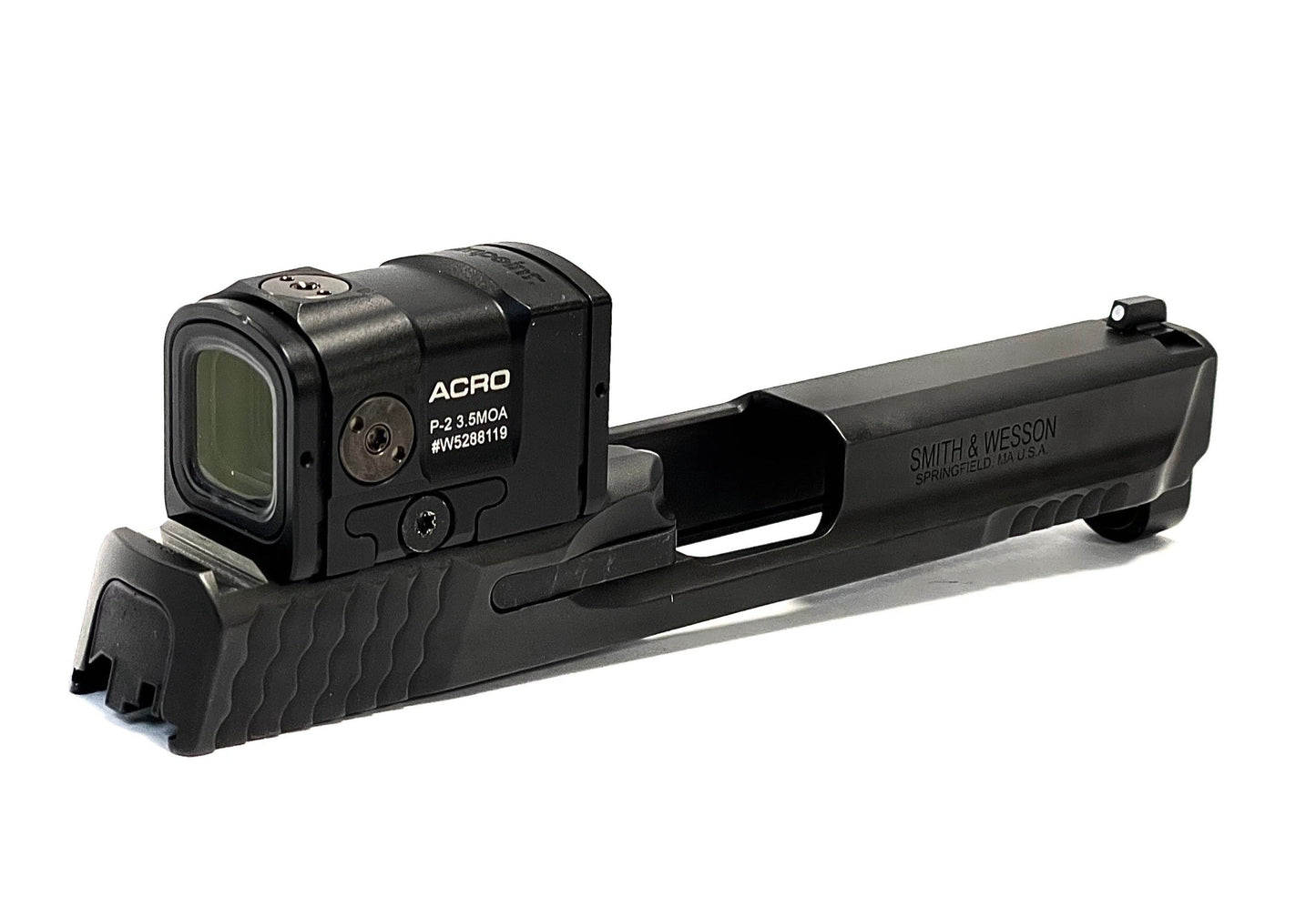 Smith and Wesson M&P 2.0 Aimpoint ACRO Direct Mount Low Profile Optic Cut Red Dot Green Dot Slide Milling Rear Angle