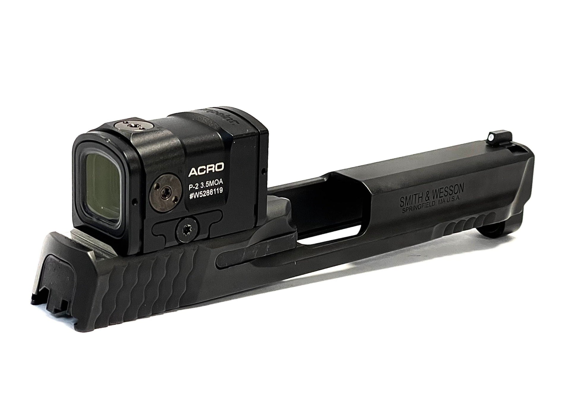 Smith and Wesson M&P 2.0 Aimpoint ACRO Direct Mount Low Profile Optic Cut Red Dot Green Dot Slide Milling Rear Angle