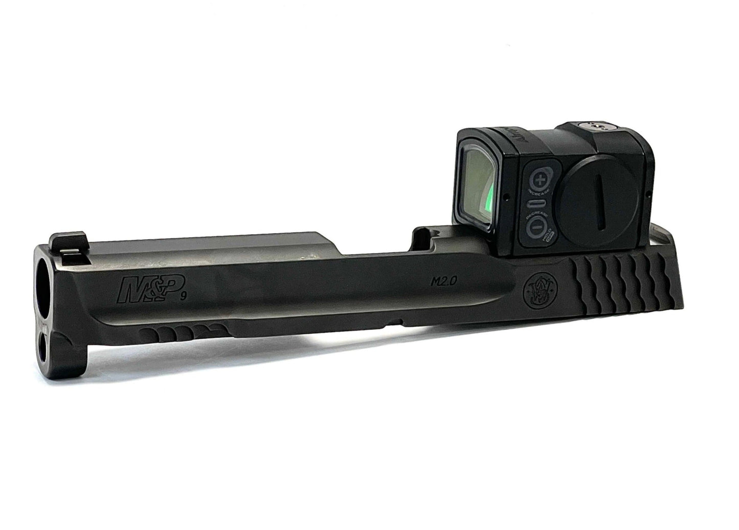 Smith and Wesson M&P 2.0 Aimpoint ACRO Direct Mount Low Profile Optic Cut Red Dot Green Dot Slide Milling Side Angle3