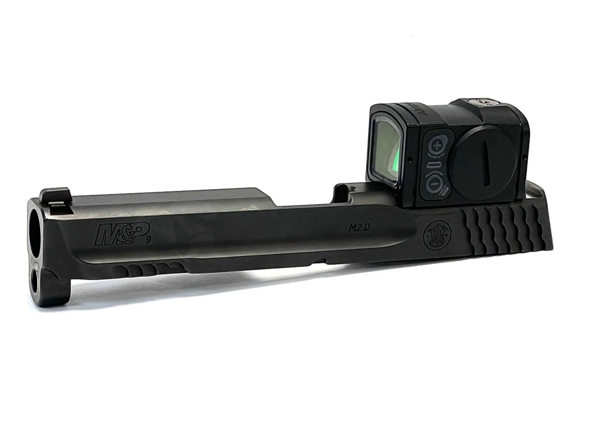 Smith and Wesson M&P 2.0 Aimpoint ACRO Direct Mount Low Profile Optic Cut Red Dot Green Dot Slide Milling Side Angle3