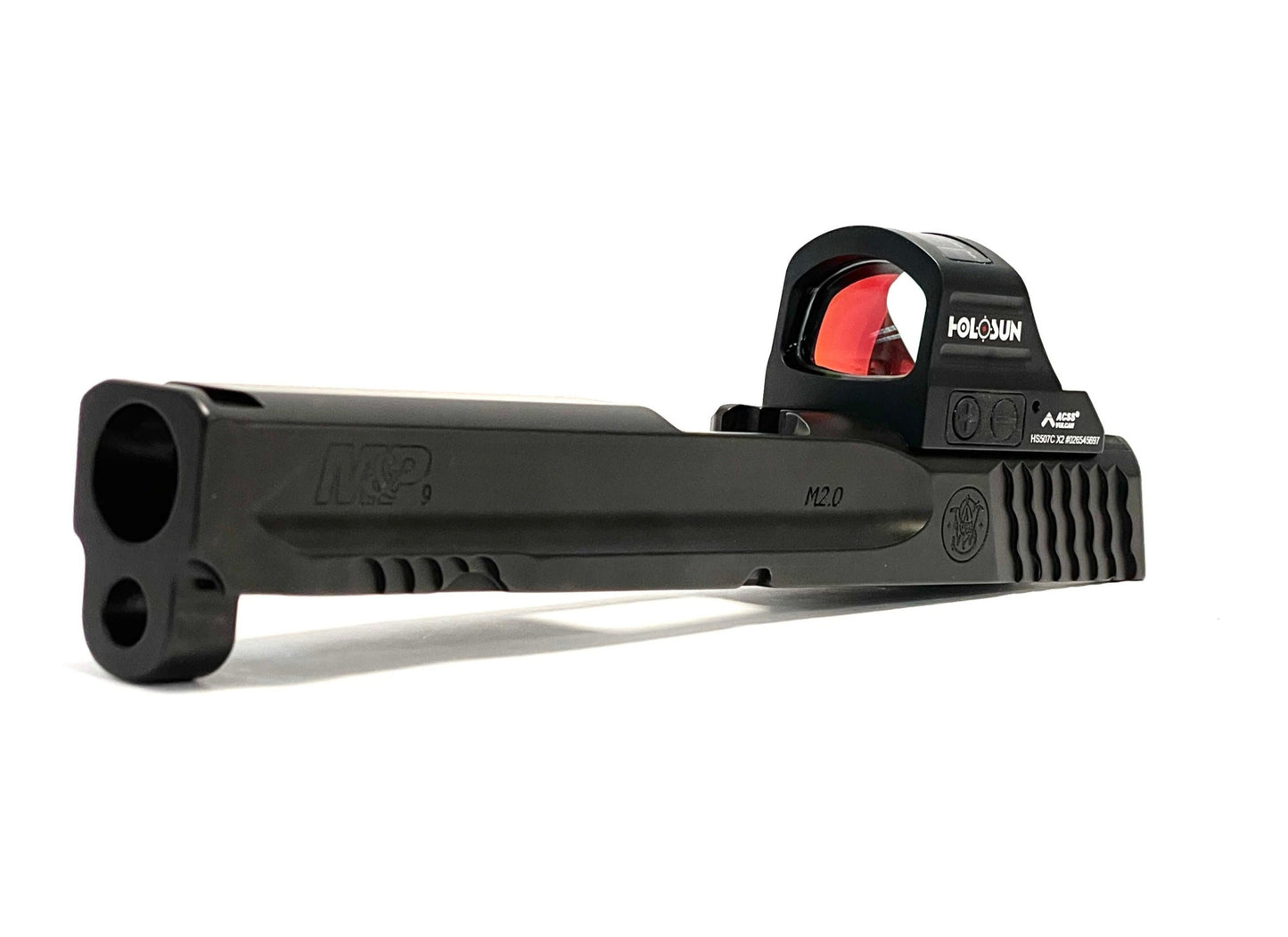 Smith and Wesson M&P 2.0 California CA Model Holosun HS 507C 507 Comp Direct Mount Low Profile Optic Cut Red Dot Green Dot Slide Milling Front Angle