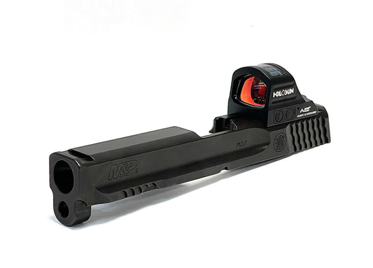 Smith and Wesson M&P 2.0 California CA Model Holosun HS 507C 507 Comp Direct Mount Low Profile Optic Cut Red Dot Green Dot Slide Milling Front Angle2