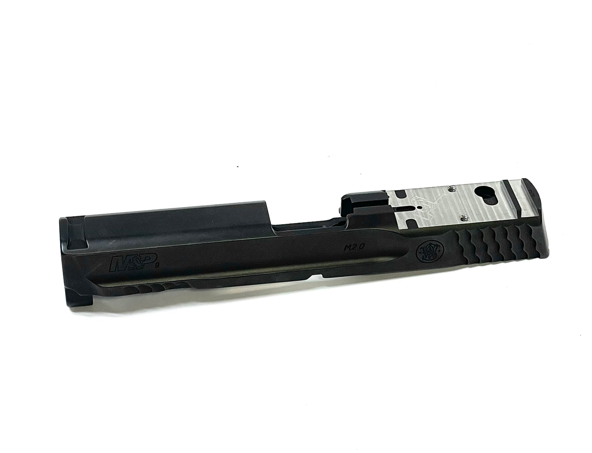 Smith and Wesson M&P 2.0 California CA Model Trijicon RMR SRO Direct Mount Low Profile Optic Cut Red Dot Green Dot Slide Milling Front Angle
