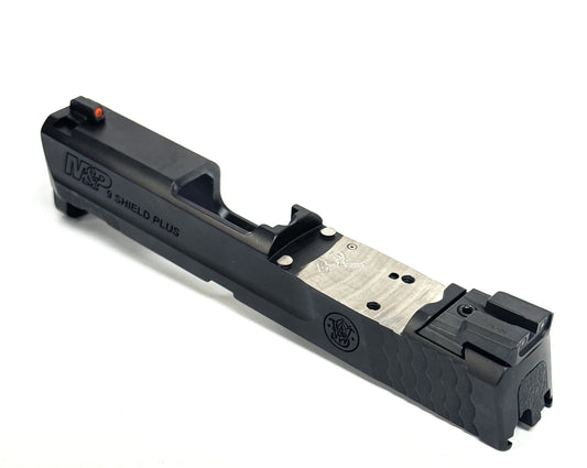Smith and Wesson M&P Shield Plus Optic Cut Correction Lug Removal Direct Mount Low Profile Optic Cut Red Dot Green Dot Slide Milling Top Angle