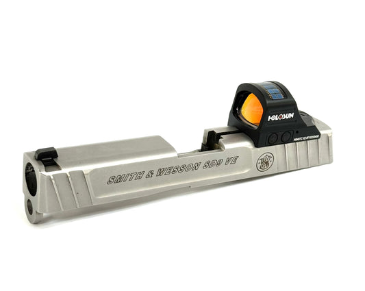 Smith and Wesson SD9VE SD40VE SD VE Holosun HS 507C 507 Comp Direct Mount Low Profile Optic Cut Red Dot Green Dot Slide Milling Front Angle