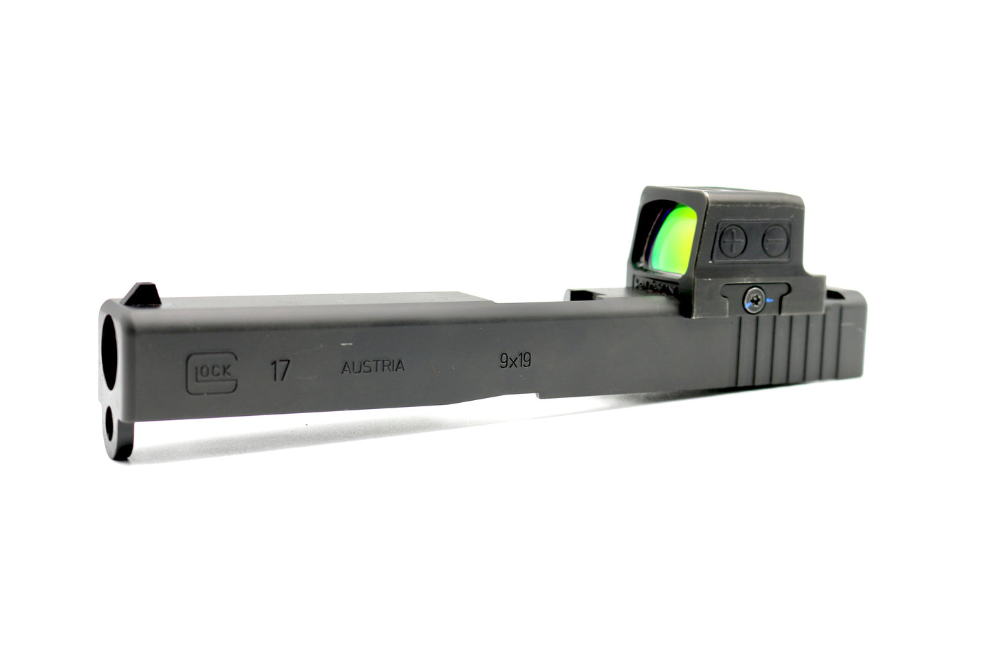 Glock 17 19 22 26 34 Holosun HS 509T ACSS Direct Mount Low Profile Optic Cut Red Dot Green Dot Slide Milling Front Angle
