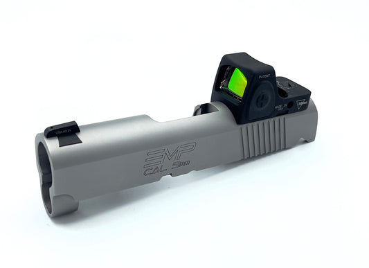 Springfield 1911 EMP Trijicon RMR CC Direct Mount Low Profile Optic Cut Red Dot Green Dot Slide Milling Front Angle