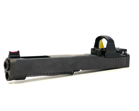 Glock 17 19 22 34 Battlecut Leupold Delta Point Pro Direct Mount Low Profile Optic Cut Red Dot Green Dot Slide Milling Side Angle