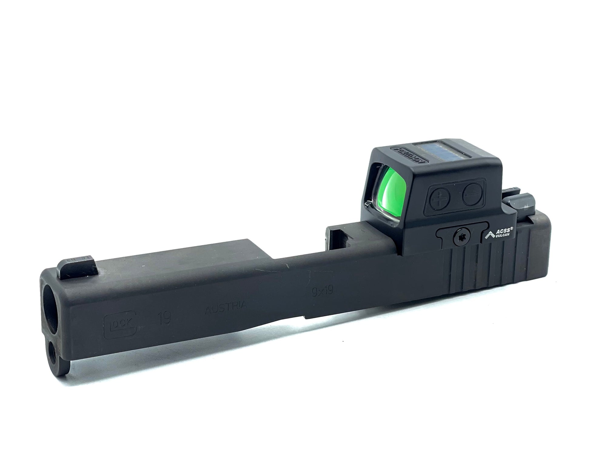 Glock 17 19 22 34 Holosun HS 509T ACSS Direct Mount Low Profile Optic Cut Red Dot Green Dot Slide Milling Front Angle