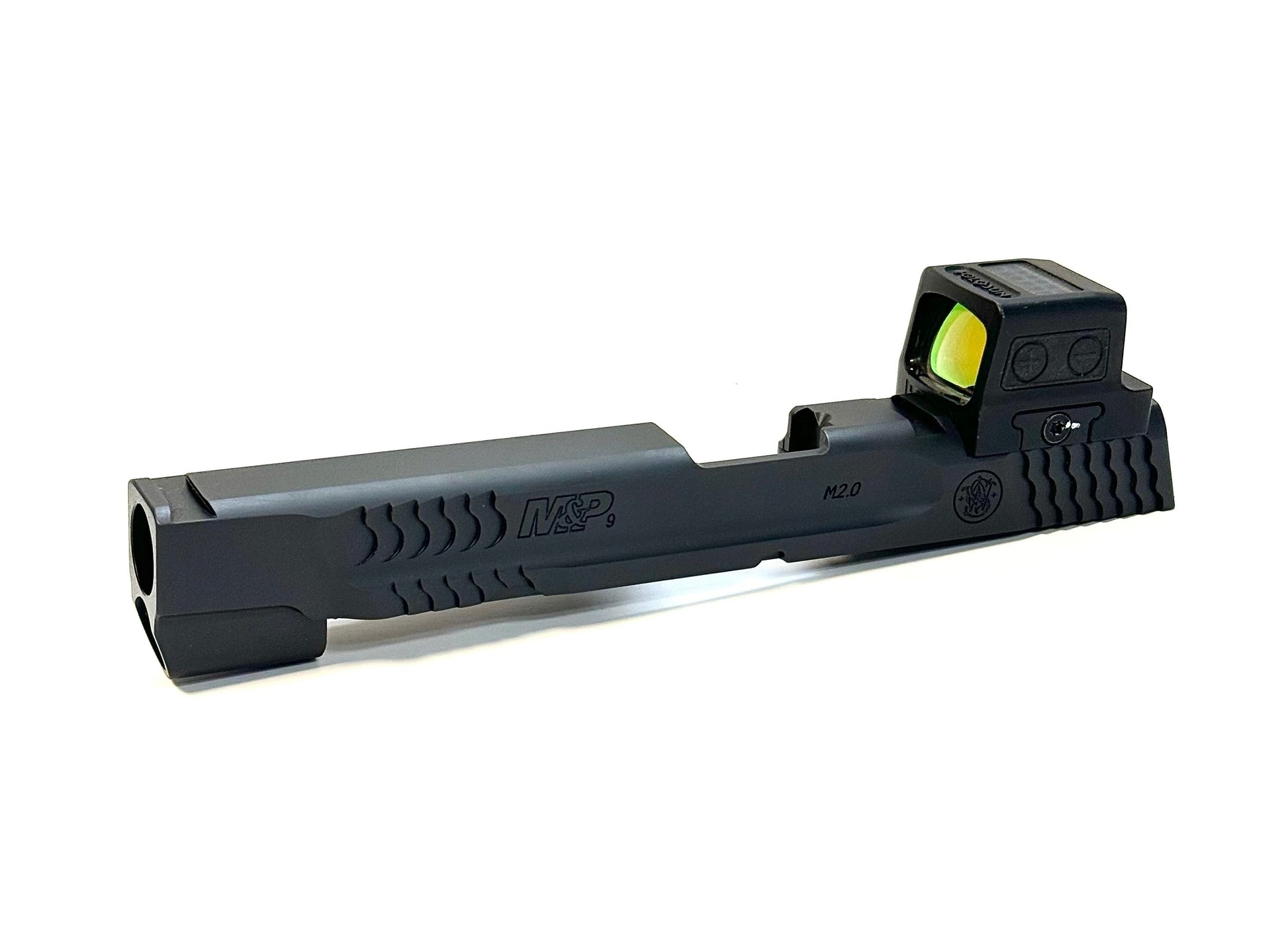 Smith and Wesson M&P 2.0 Battlecut Holosun HS 509T ACSS Direct Mount Low Profile Optic Cut Red Dot Green Dot Slide Milling Front Angle2