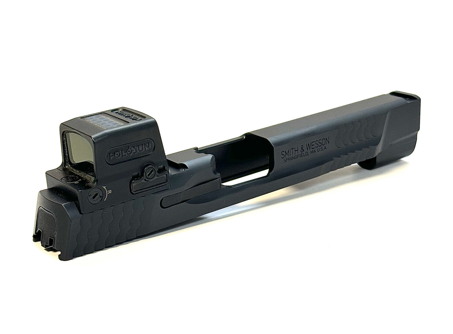Smith and Wesson M&P 2.0 Battlecut Holosun HS 509T ACSS Direct Mount Low Profile Optic Cut Red Dot Green Dot Slide Milling Rear Angle2
