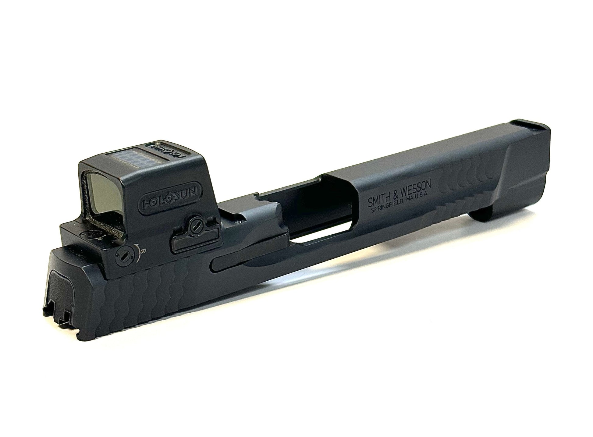 Smith and Wesson M&P 2.0 Battlecut Holosun HS 509T ACSS Direct Mount Low Profile Optic Cut Red Dot Green Dot Slide Milling Rear Angle2