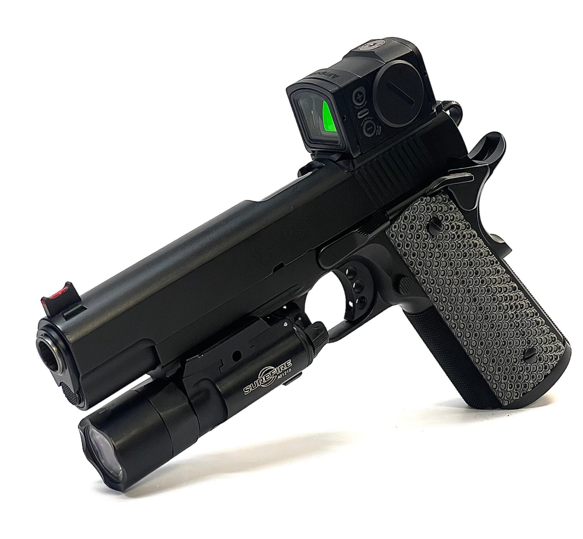 Springfield 1911 Operator DPO Plate Cut ACRO Direct Mount Low Profile Optic Cut Red Dot Green Dot Slide Milling Front Angle