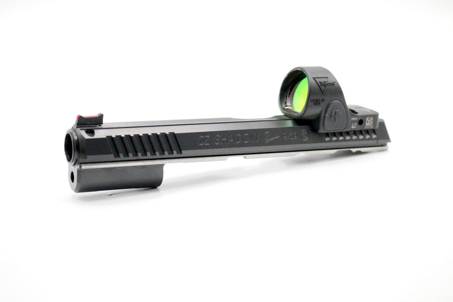 CZ Shadow 2 Trijicon RMR SRO Direct Mount Low Profile Optic Cut Red Dot Green Dot Slide Milling Front Angle