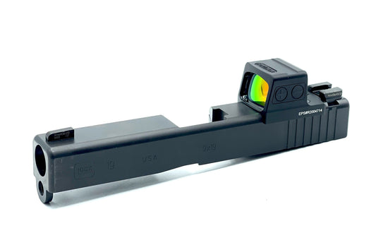Glock 17 19 22 26 34 Holosun HS EPS Carry 407k 507k RMSC Direct Mount Low Profile Optic Cut Red Dot Green Dot Slide Milling Front Angle